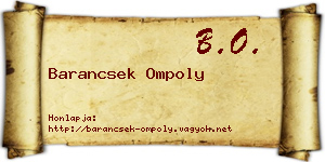 Barancsek Ompoly névjegykártya